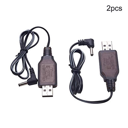Fielect USB Charging Cable 3_5mm DC Elbow for RC 4_8 V 250mA Ni-MH Ni-CD Battery 2Pcs