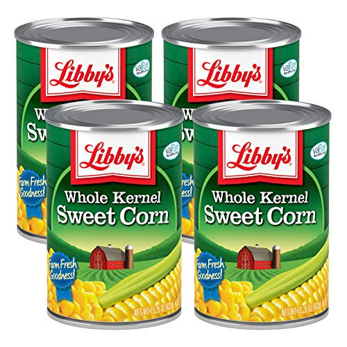 Libbys Whole Kernel Sweet Corn 100 Sweet Corn Naturally Sweet Flavor Golden Yellow Just-Off-the-Cob Crispness No Preservatives Kosher 15_25 ounce can Pack of 4 Libbys Whole Kernel Sweet Corn 100 Sweet Corn Naturally Sweet Flavor Golden Yellow Just-Off-the-Cob Crispness No Preservatives Kosher 15_25 ounce can Pack of 4