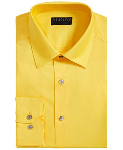 Alfani Mens Slim Fit Officewear Button-Down Shirt Yellow S