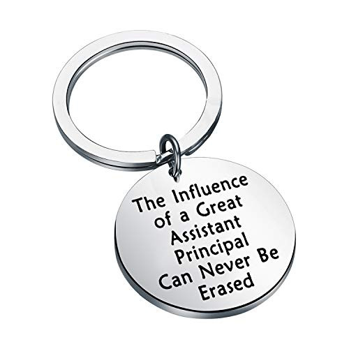 FEELMEM Assistant Principal Keychain Principal Teacher Gift The Influence of A Great Assistant Principal Can Never Be Erased Principal Appreciation Gift Retirement Gift Silver