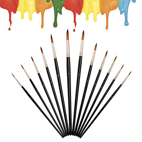 Paint Brushes for Acrylic Painting - Artist Paint Brush Set of 12 - Round Paintbrushes for Face Nail Rock Painting Watercolor Oil Gouache - Miniature Paint Brushes for Kids and Adults Black Paint Brushes for Acrylic Painting - Artist Paint Brush Set of 12 - Round Paintbrushes for Face Nail Rock Painting Watercolor Oil Gouache - Miniature Paint Brushes for Kids and Adults Black