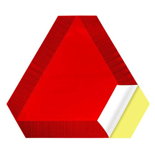 Partol Slow Moving Vehicle Safety Sign Slow Moving Vehicle Triangle Sign 14x16 Diamond Grade Reflective for Golf Cart Outdoor Use Orange-Red Self-Adhesive Sticker