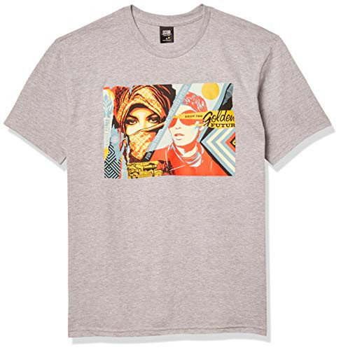 Obey Mens OBEYGOLDEN Future SS Basic TEE Heather Grey Small