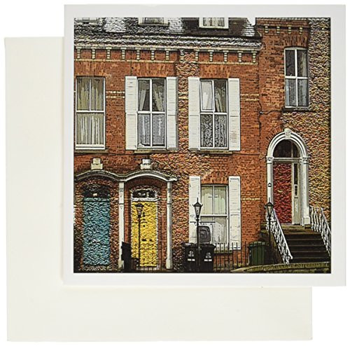 3dRose An Awesome Building Showing the Colorful Dublin Doors in Ireland Textured and Done in Two Finishes Greeting Cards Set of 12 gc-44125-2
