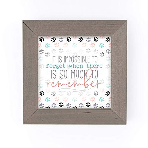 P_ Graham Dunn Impossible to Forget Colorful Pawprint 5 x 5 Pine Wood Driftwood Framed Art Sign