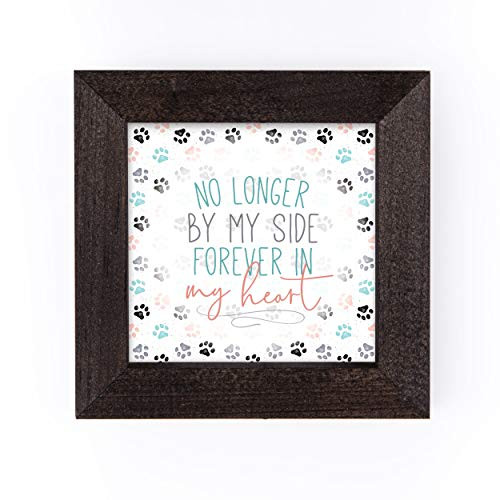 P_ Graham Dunn Forever in My Heart Colorful Pawprint 5 x 5 Pine Wood Stormy Framed Art Sign