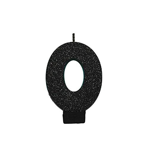Amscan 0 Glitter Birthday Candle  Black  Party Supply  12 Ct_
