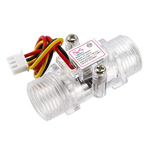 uxcell G12 Hall Effect Liquid Water Flow Sensor Switch Flowmeter Counter DC 5V 1-30Lmin Clear YF-S201C