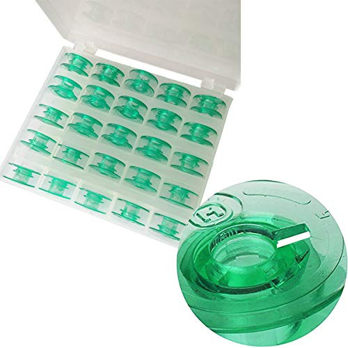 CKPSMS Brand -Water Colored Bobbins with Thread Hole Compatible with Husqvarna Viking 4123078-GS4131825-454125615-45 25PCSBox Green bobbins