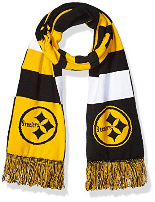 FOCO NFL Pittsburgh Steelers 2019 Reversible Color Block Cropped Big Logo Scarf One Size Team Color FOCO NFL Pittsburgh Steelers 2019 Reversible Color Block Cropped Big Logo Scarf One Size Team Color