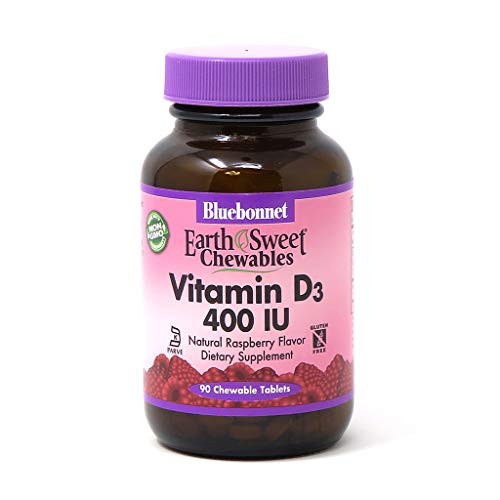 Bluebonnet Nutrition Earth Sweet Vitamin D3 400 IU Chewable Tablets Aids in Muscle and Skeletal Growth D3 Non GMO Gluten Free Soy Free Milk Free Kosher 90 Chewable Tablets Raspberry Flavor Bluebonnet Nutrition Earth Sweet Vitamin D3 400 IU Chewable Tablets Aids in Muscle and Skeletal Growth D3 Non GMO Gluten Free Soy Free Milk Free Kosher 90 Chewable Tablets Raspberry Flavor