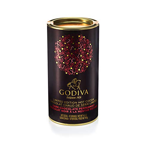 Godiva Chocolatier Dark Chocolate Peppermint Hot Cocoa Powder Canister