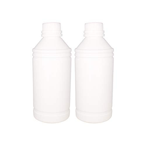 Othmro PE Lab Chemical Reagent Avoid Light Bottle 1000ml Small Mouth Sample Sealing Liquid Storage Container White 2pcs