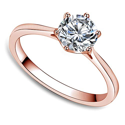 FlameReflection 1_0 1_3 Carat Classical Stainless Steel Solitaire Wedding Engagement Ring for Women Proposal Statement Ring Cubic Zirconia CZ Solitaire Travel Ring Some w Stud Earrings