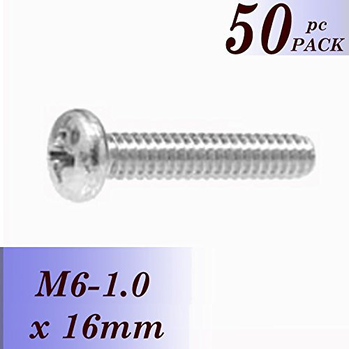 BoltmanShop M6-1_0 X 16MM Phillips Pan Head Metric Machine Screw 50pkg