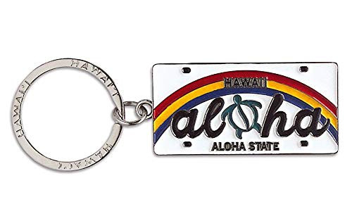 Welcome to the Islands Hawaiiana Keychain Metal License Plate Aloha Honu Turtle