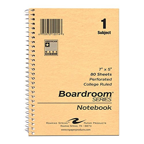 Roaring Spring Wirebound Notebook, One Subject, 7" x 5", 80 sheets, College Ruled, Brown Kraft Covers