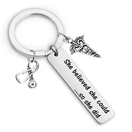 EIGSO Nurse Gifts She Believed She Could Nurse Keychain LVN LPN RN Stethoscope Charm Jewelry Inspirational Gift for Nurse she Believe Nurse KR