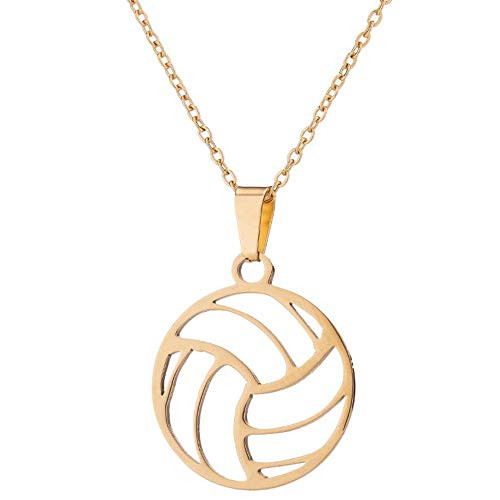 Stainless Steel Gold Plated Volleyball Pendant Necklace for Sport Necklace gold Stainless Steel Gold Plated Volleyball Pendant Necklace for Sport Necklace gold
