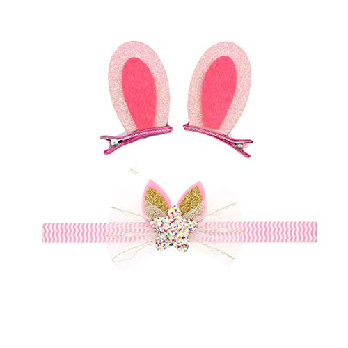 Baby Easter Bunny Headband with Flower Glitter Rabbit Ears for Easter Gift JHE06 2 Pcs-F Baby Easter Bunny Headband with Flower Glitter Rabbit Ears for Easter Gift JHE06 2 Pcs-F