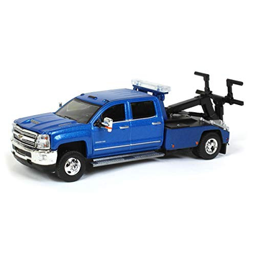 Greenlight 2018 Silverado 3500HD Dually Wrecker Tow Truck Blue Dually Drivers Series 5 164 Diecast Model Car 46050 D