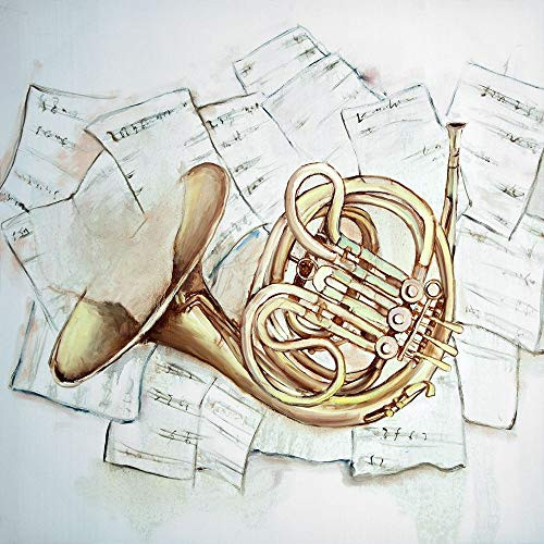 Posterazzi Collection Horn ON Music Sheet Poster Print by Atelier B Art Studio 12 x 12 Posterazzi Collection Horn ON Music Sheet Poster Print by Atelier B Art Studio 12 x 12