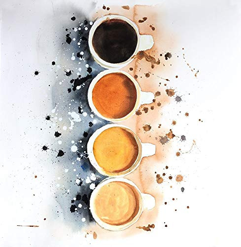 Posterazzi Collection Four Cups of Coffee with Paint Splash Poster Print by Atelier B Art Studio 12 x 12