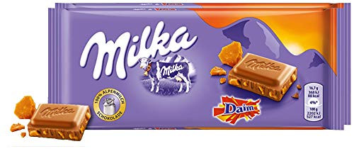 Milka Daim Chocolate Bar Candy Original German Chocolate 100g3_52oz Pack of 2 Milka Daim Chocolate Bar Candy Original German Chocolate 100g3_52oz Pack of 2