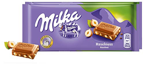Milka Hazelnut Chocolate Bar Candy Original German Chocolate 100g3_52oz Pack of 2 Milka Hazelnut Chocolate Bar Candy Original German Chocolate 100g3_52oz Pack of 2