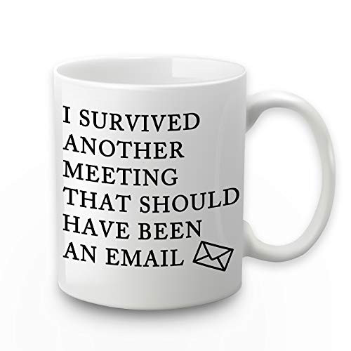 Email Mug I Survived Another Meeting That Should Have Been an Email The Office Mug Funny Coffee Mug Christmas White Elephant Gifts for Boss Coworkers 11 Ounce
