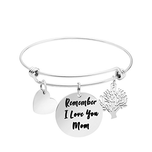 Awegift Bangle Bracelet for Mom Personalized Mother Day Jewelry Gifts Expandable Wire Stainless Steel Remember I Love You mom