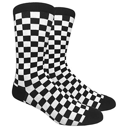 Black Checkers Novelty Socks for Men - Fun Colorful Dress Socks - Premium Cotton - Checkered Black Black Checkers Novelty Socks for Men - Fun Colorful Dress Socks - Premium Cotton - Checkered Black
