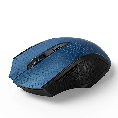 Emopeak Silent Wireless Mouse E2Pro-Max All Button Noiseless Click with 2_4G Optical Mice 3 Adjustable DPI Levels with USB Receiver Blue2_4G