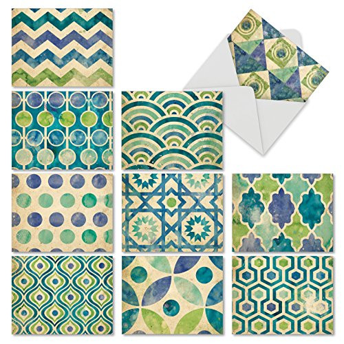 10 Gratitude and Thank You Note Cards with Envelopes 4 x 5_12 inch All-Occasion Watercolor Tiles Stationery Set Say Thanks for Weddings Baby Showers Graduation Thanksgiving M6685TYG 10 Gratitude and Thank You Note Cards with Envelopes 4 x 5_12 inch All-Occasion Watercolor Tiles Stationery Set Say Thanks for Weddings Baby Showers Graduation Thanksgiving M6685TYG