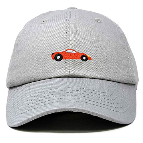 DALIX Race Car Hats Dad Hat Baseball Cap Embroidered Custom Cotton Caps in Gray