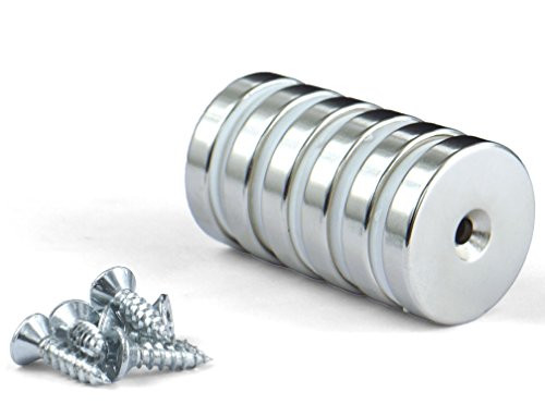6pc Applied Magnets 1_26 x 14 with Countersunk Hole Neodymium Disc Rare Earth Magnet wScrews 6pc Applied Magnets 1_26 x 14 with Countersunk Hole Neodymium Disc Rare Earth Magnet wScrews