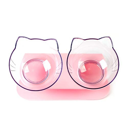 Cilkus Cat Double Food Bowl Pet Food Bowl with Raised Stand Pet Feeding Bowl Perfect for Cats and Small Dogs Pink Double Bowl Cilkus Cat Double Food Bowl Pet Food Bowl with Raised Stand Pet Feeding Bowl Perfect for Cats and Small Dogs Pink Double Bowl