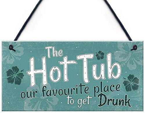 MAIYUAN The Hot Tub Wood Signs Alcohol Garden Hanging Plaque Outdoor Shed Home Novelty Friendship Gift Decor 12x6CYL1997
