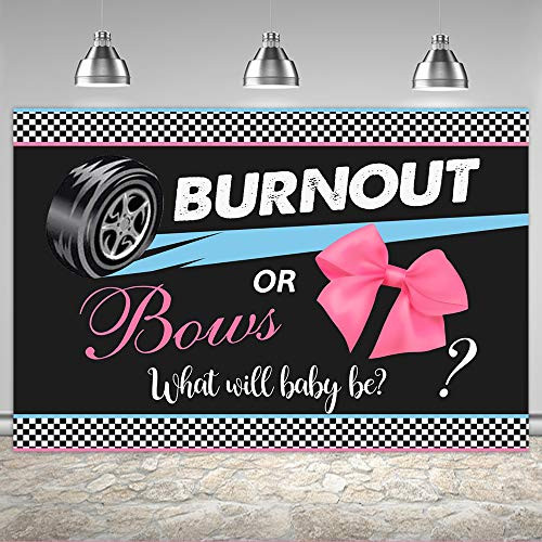 6x4ft Burnout or Bows Gender Reveal Backdrop Blue Car or Pink Bowknot Baby Shower Party Banner Decorations Boy or Girl He or She What Will Baby Be Neutral Background for Photography Photo Booth Props 6x4ft Burnout or Bows Gender Reveal Backdrop Blue Car or Pink Bowknot Baby Shower Party Banner Decorations Boy or Girl He or She What Will Baby Be Neutral Background for Photography Photo Booth Props