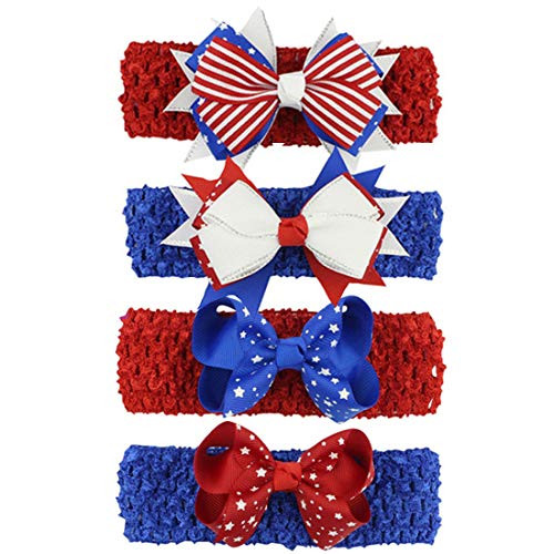 4 Pack American Flag Baby Headband Hair Bow Elastic Hairband for Independence Day 4th July 4 Pack American Flag Baby Headband Hair Bow Elastic Hairband for Independence Day 4th July