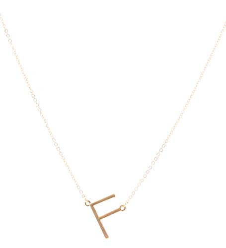 MIRMARU Womens Alphabet Initial Letter Pendant Delicate Chain Necklace- A-Z Letter Pendant Necklace for Women Girls Gold-F