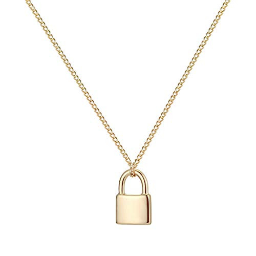 MYEARS Women Lock Necklace Gold Y Padlock Pendant 14K Gold Filled Chain Dianty Boho Beach Simple Handmade Jewelry Gift MYEARS Women Lock Necklace Gold Y Padlock Pendant 14K Gold Filled Chain Dianty Boho Beach Simple Handmade Jewelry Gift