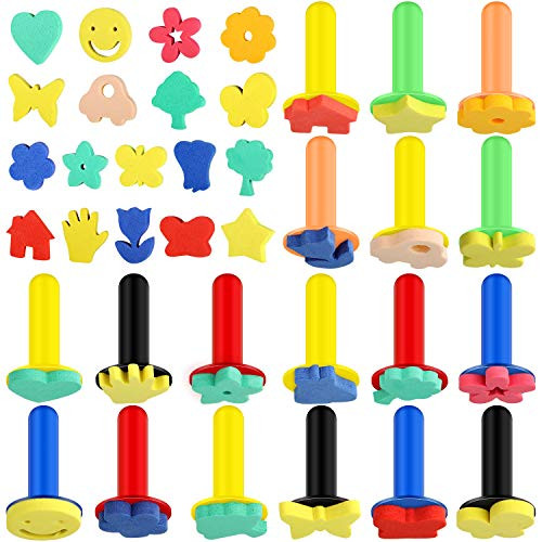 18 Pieces Sponge Painting Stamper Set Foam Sponge Painting Brush Stamper DIY Sponge Stamper Drawing Tools for DIY Arts Crafts