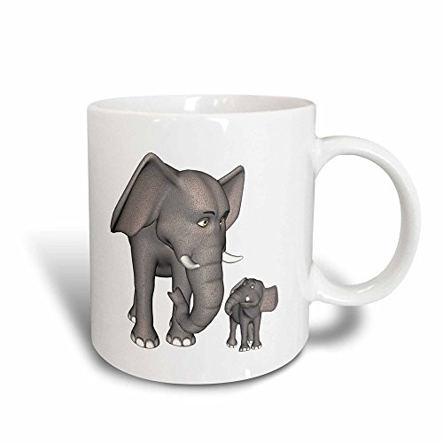 3dRose 181006_3 A A Cartoon Elephant Mother And Son Magic Transforming Mug 11 oz