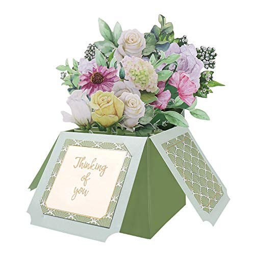 Oritouchpop Thinking of You Card Pop Up Colorful Floral Card for Sympathy Encouragement Get Well Soon Friendship Bussiness Sentiments Greeting Card-Pop Up Flower Bouquet