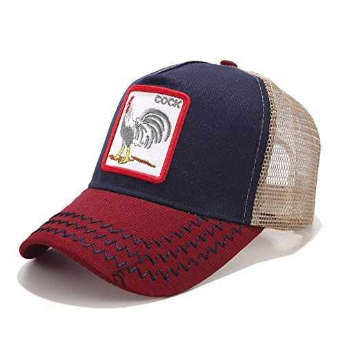 MissFun Embroidery Animal Baseball Cap Net Hat Cap Truck Driver Cap Breathable Cock Red One Size