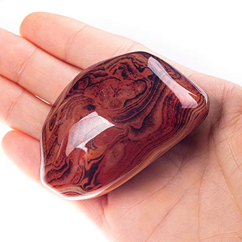 UFEEL Banded Agate Palm Stone Crystal - Natural Chakra Reiki Polished Healing Oval Pocket Worry Stone Crystals for Anxiety Stress Relief Therapy