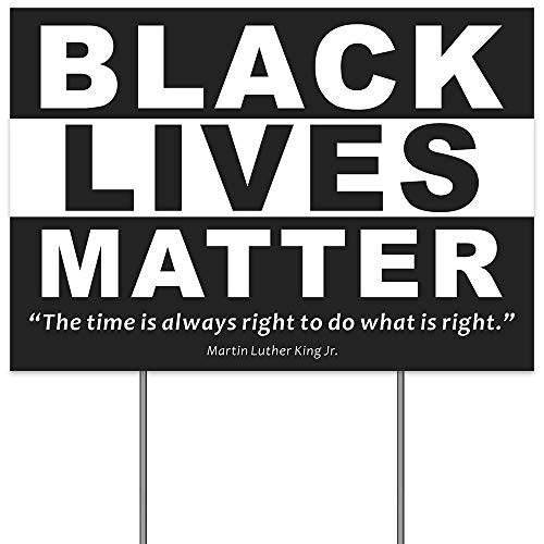 Black Lives Matter Yard Sign Anti-Racism BLM Movement Silence Violence Political Grass Lawn Sign 18x12 Inch 2-Sided Print Weatherproof Corrugated Plastic Banner with Metal H Stake for Patio Garden