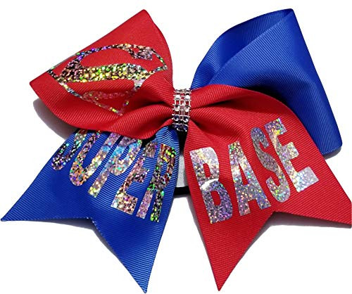 Cheer Bows Blue and red Holographic Super Base Super Man Hair Bow