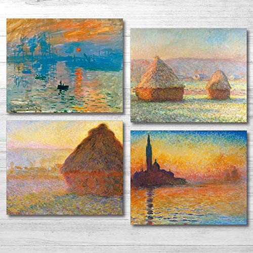 YASEN Claude Monet Wall Art Canvas Print Art Posters and Prints of Famous Painting Monet Sunrise Poster 8x10 Prints Unframed Art Set of 4 Artwork 4 Monet B YASEN Claude Monet Wall Art Canvas Print Art Posters and Prints of Famous Painting Monet Sunrise Poster 8x10 Prints Unframed Art Set of 4 Artwork 4 Monet B